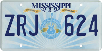 MS license plate ZRJ624