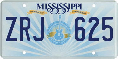 MS license plate ZRJ625