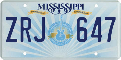 MS license plate ZRJ647