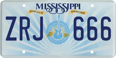MS license plate ZRJ666