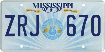 MS license plate ZRJ670
