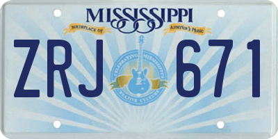 MS license plate ZRJ671