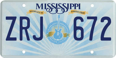 MS license plate ZRJ672