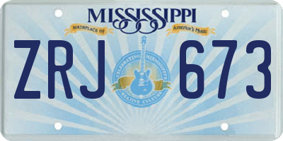 MS license plate ZRJ673