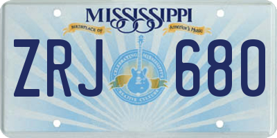 MS license plate ZRJ680