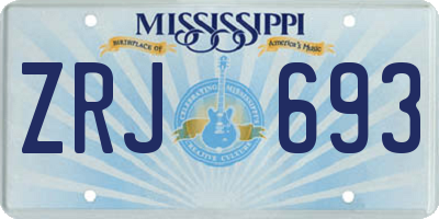 MS license plate ZRJ693