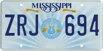 MS license plate ZRJ694