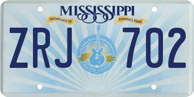 MS license plate ZRJ702