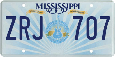 MS license plate ZRJ707