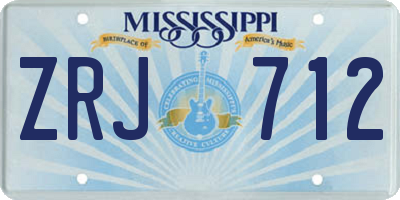 MS license plate ZRJ712