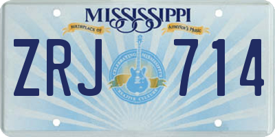 MS license plate ZRJ714