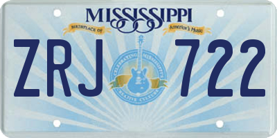 MS license plate ZRJ722