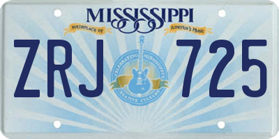 MS license plate ZRJ725