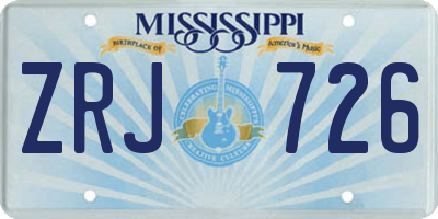 MS license plate ZRJ726
