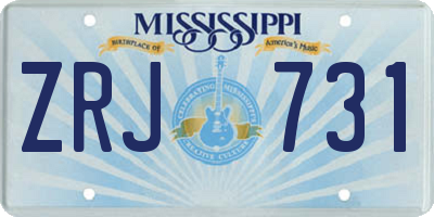 MS license plate ZRJ731
