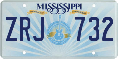 MS license plate ZRJ732