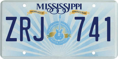 MS license plate ZRJ741