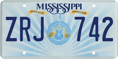 MS license plate ZRJ742