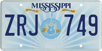 MS license plate ZRJ749