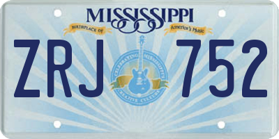 MS license plate ZRJ752