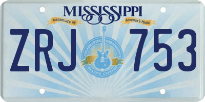MS license plate ZRJ753