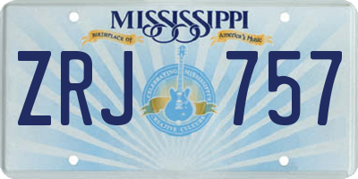 MS license plate ZRJ757