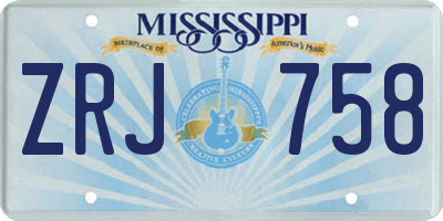 MS license plate ZRJ758