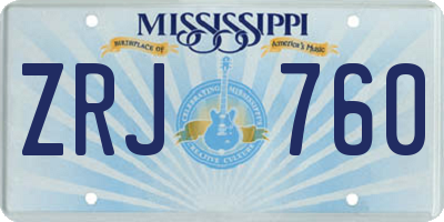 MS license plate ZRJ760