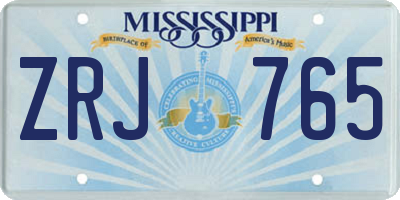 MS license plate ZRJ765
