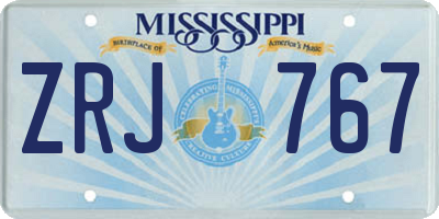 MS license plate ZRJ767