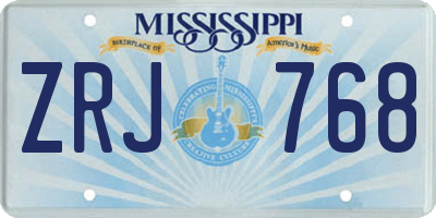 MS license plate ZRJ768