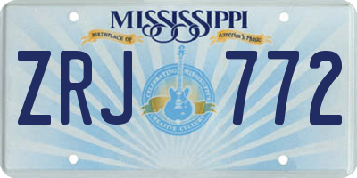 MS license plate ZRJ772