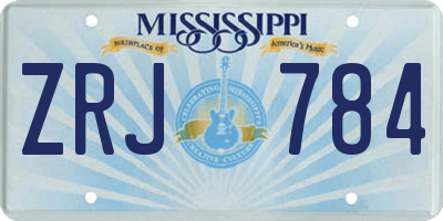 MS license plate ZRJ784