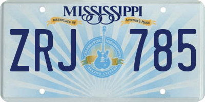 MS license plate ZRJ785
