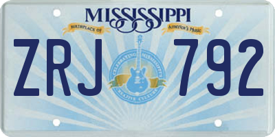 MS license plate ZRJ792