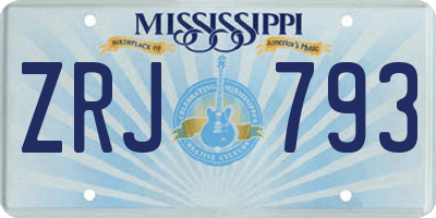 MS license plate ZRJ793