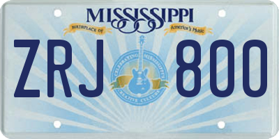 MS license plate ZRJ800