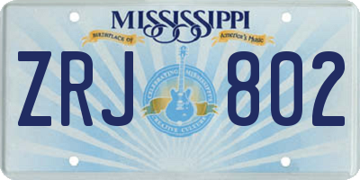 MS license plate ZRJ802