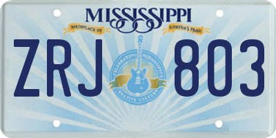 MS license plate ZRJ803