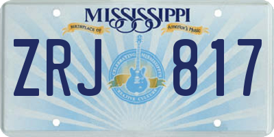 MS license plate ZRJ817