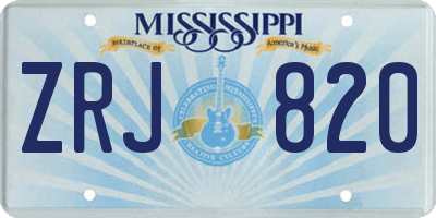 MS license plate ZRJ820