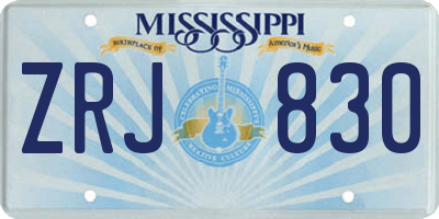 MS license plate ZRJ830