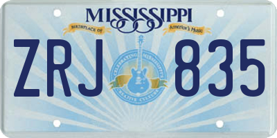 MS license plate ZRJ835