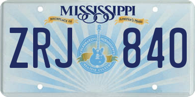 MS license plate ZRJ840