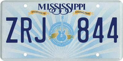 MS license plate ZRJ844