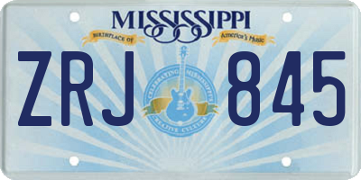 MS license plate ZRJ845