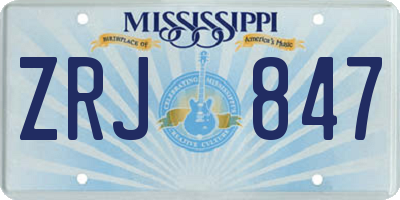 MS license plate ZRJ847