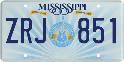MS license plate ZRJ851