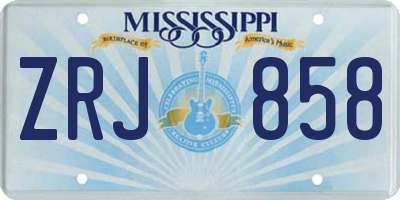 MS license plate ZRJ858