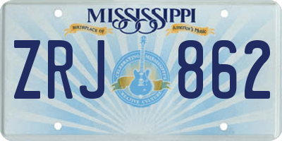 MS license plate ZRJ862